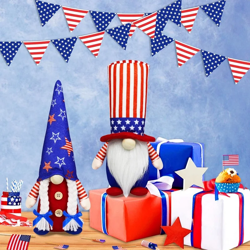 

Gnome Patriotic 4th of July Gnomes Plush American Independence Day Faceless Doll Christmas Fourth of July Veterans Day Ornaments