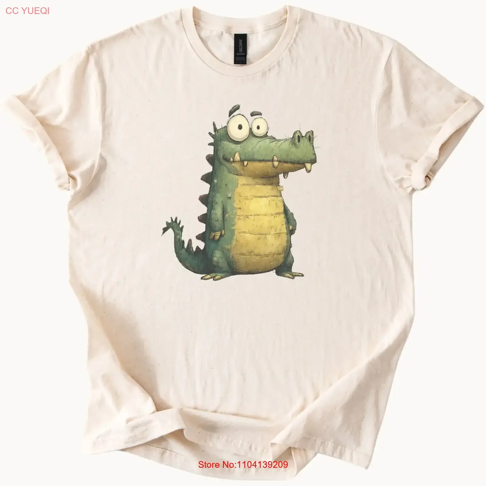 Cute Cartoon Alligator T Shirt Funny Crocodile Animal  vintage Washed Breathable homme designer clothes Stretched Soft Stylish