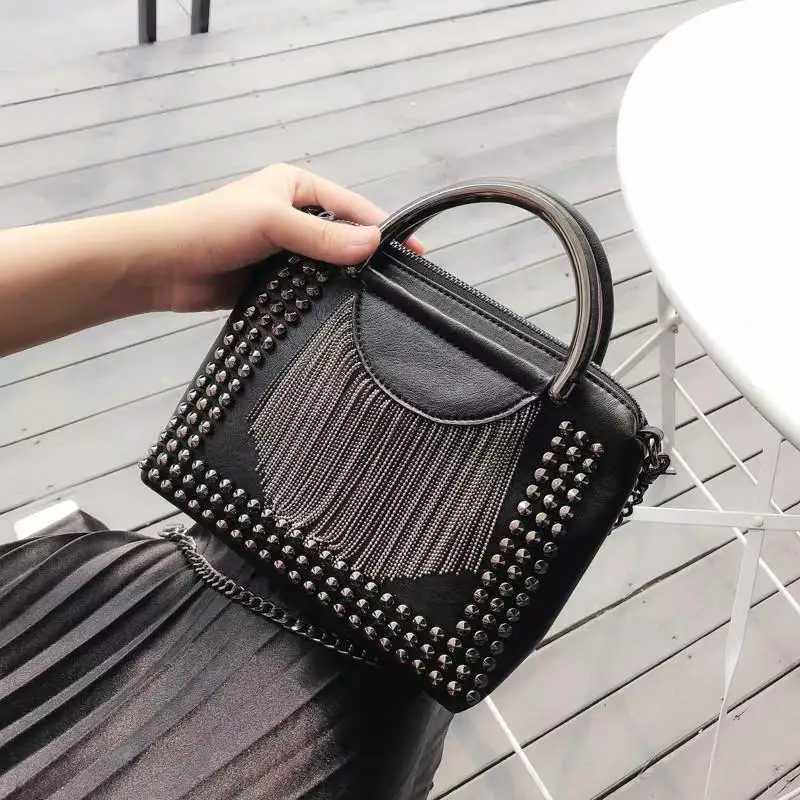 Bolt tassel handbag trendy fresh versatile single-shoulder crossbody small square bag for women