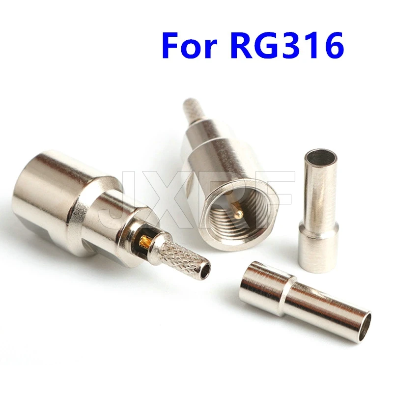 JXRF Connector 5PCS FME male plug Female crimp for RG316 RG174 RG58 RG142 RG400 LMR195 RF Coaxial connector Wire Terminals