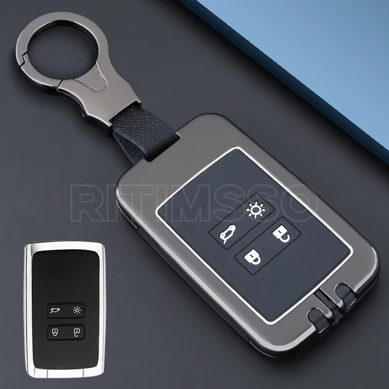 Alloy Car Remote Key Case Capa, Shell para Renault, Koleos, Captur, Megane, Clio, Scenic, Talismã, Arkana, Dacia, Sandero, Card Fob