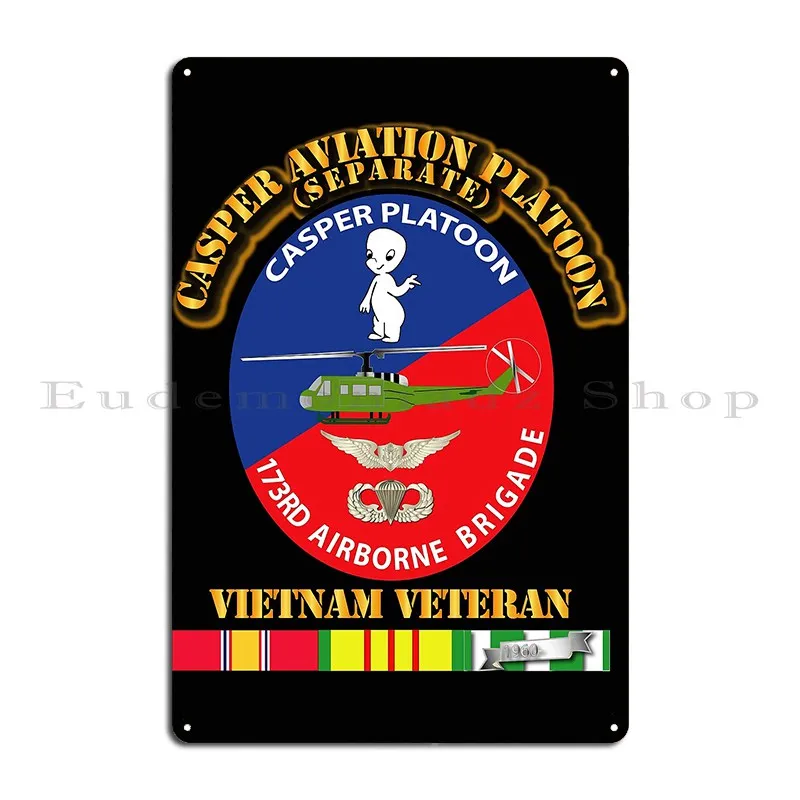 Army Casper Aviation Platoon Vietnam Veteran W Txt Metal Plaque Poster Pub Cave Personalized Home Wall Mural Tin Sign Poster