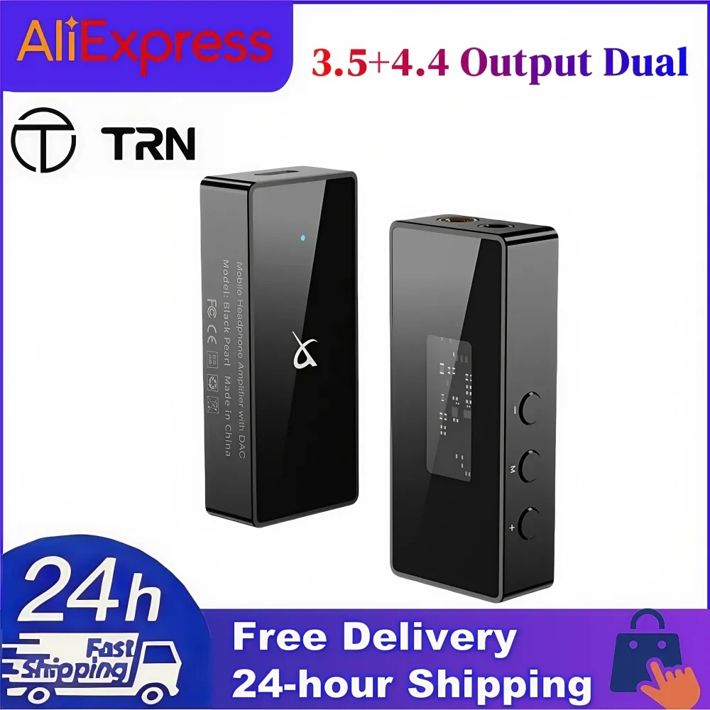 

Портативный цифровой аудиодекодер TRN Black Pearl с выходом 3.5+4.4, двойной HiFi, на чипах CS43131, поддержка PCM 384kHz 32Bit DSD256, усилитель для наушников