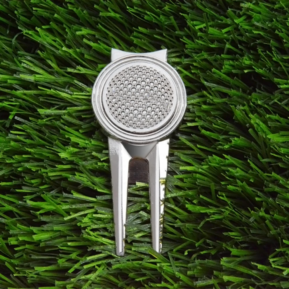 

2pcs Golf Divot Repair Tool Portable Green Fork Ball Marker Silver Lightweight Durable For Course Club Outdoor Sports