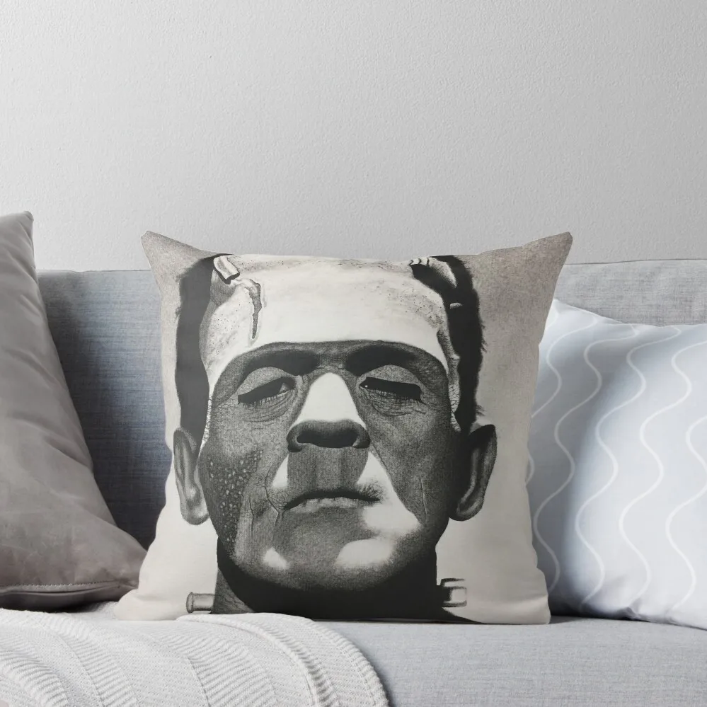 

Classic Monster Frankenstein Charcoal Drawing Throw Pillow Christmas Pillow Covers Pillow Case Christmas