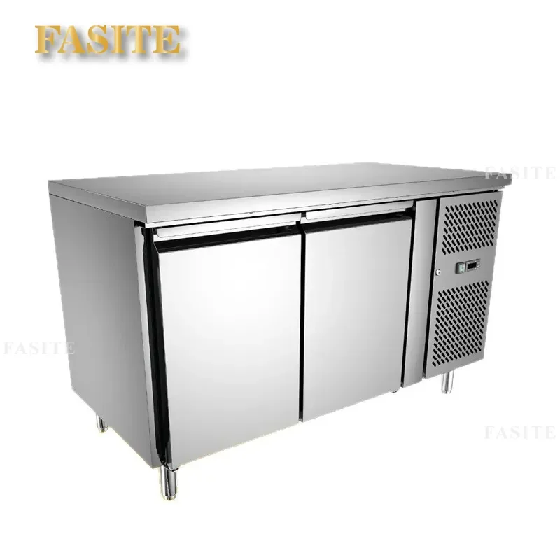 For Commercial Kitchen Stainless Steel 4 Door Refrigerator Double Temperature Freezer Air Cooled Console Baking Pizza Tray
