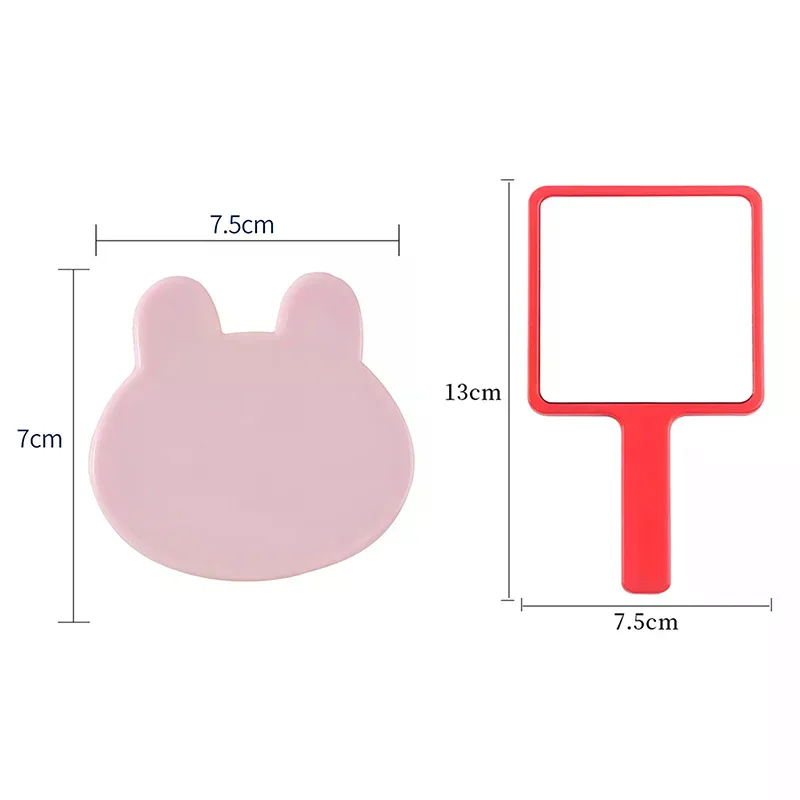 귀여운 유리 만화 크리스마스 산타클로스 작은 토끼 거울 휴대하기 쉬운 포켓 메이크업 거울 휴대용 미니 메이크업 거울