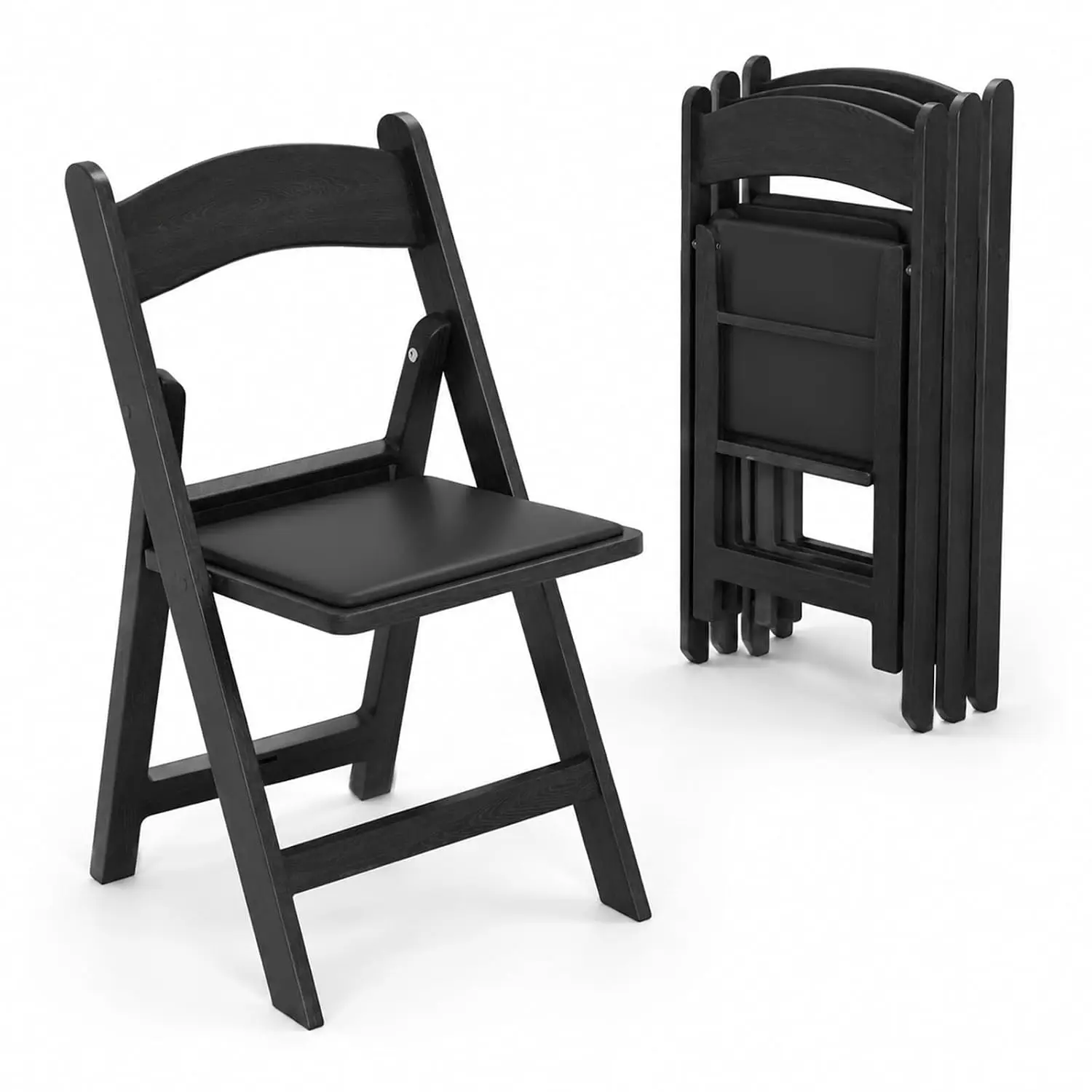 Foldable Chair 4 Pack Padded Seat 330Lbs Lightweight Indoor & Outdoor Office Wedding Party Event Black Resin, Customized