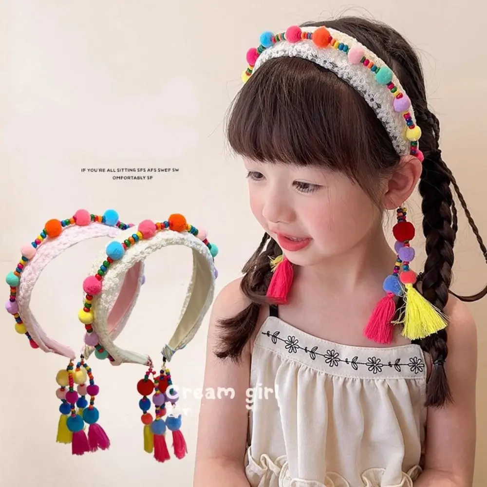 

Exotic Ethnic Style Headband Cloth Hair Ball Tassels Hairdband Headwear Travel Photography Accessories Bohemian Headbands