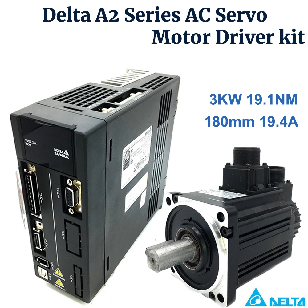 Kit de Servo Motor 3kw Delta a2 180 mm 194a ac Engrenagem de 1nm Cabeamento