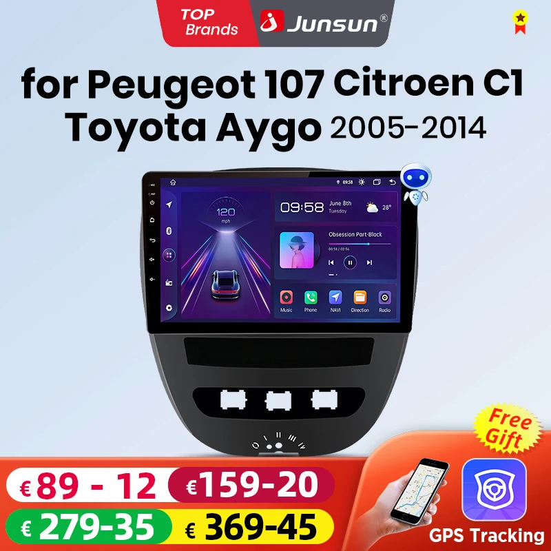 Junsun V1 Plus Für Peugeot 107 Toyota Aygo Citroen C1 2005-2014 Auto Radio drahtlose CarPlay Android Auto Keine 2 din 2din DVD