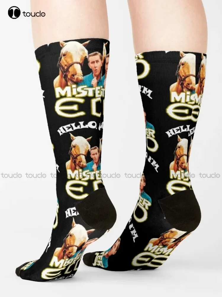 Hello I'M Mister' Ed And Wilbur Post Talking Horse Tribute Socks Mens Socks Unisex Adult Teen Youth Socks Christmas Gift Custom