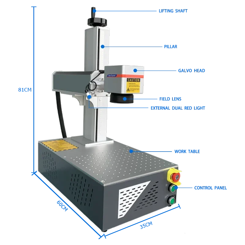 20W 30W 50W Fiber Engraver With Rotary Axis for Cylindrical Ring Bracelet Bottle Marking