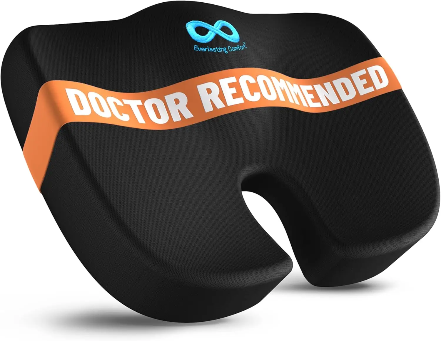 

Эргономичная подушка для сиденья из пены с эффектом памяти для офиса и автомобиля - снимает боль в копчике и ишиасе - черная, большая