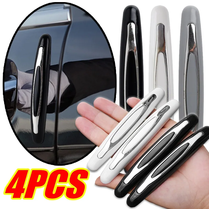 4pcs Car Door Anti-collision Strip Universal Automatic Body Edge Bumper Anti-scratch Protectors ABS Self-adhesive Car Sticker