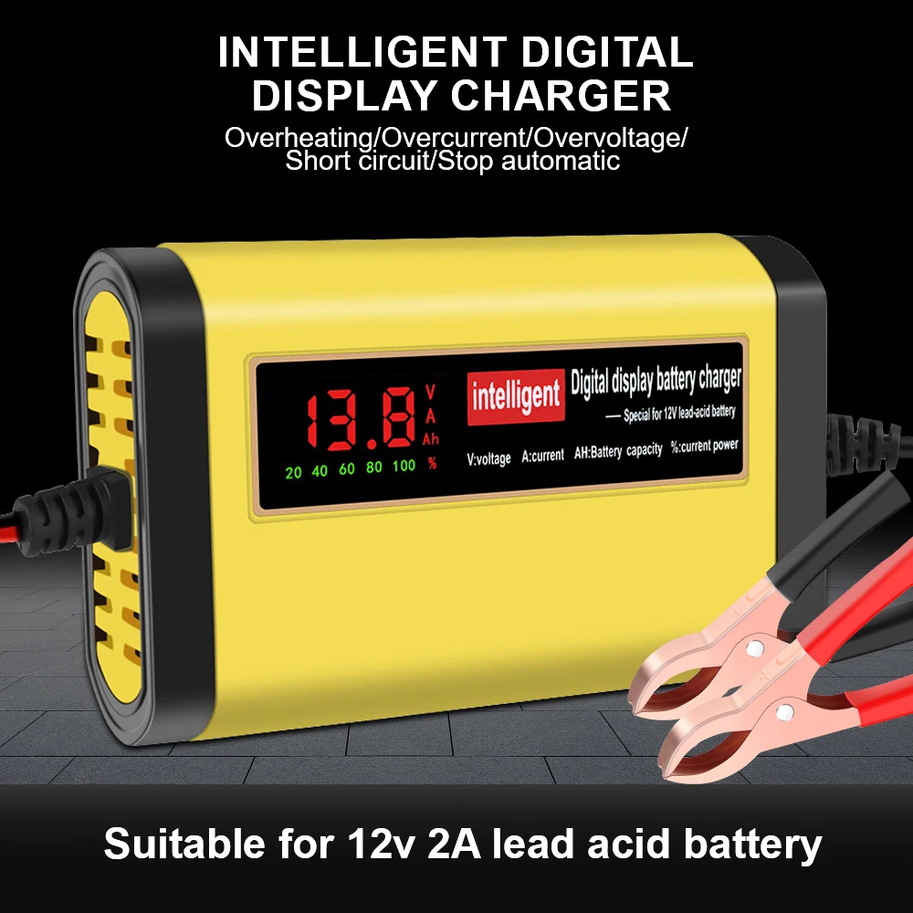30W 2A 12V Motorcycle Battery Chargers 3 Stages Charging Intelligent Pulse Repair Storage Cell Automotve Batteries Maintance