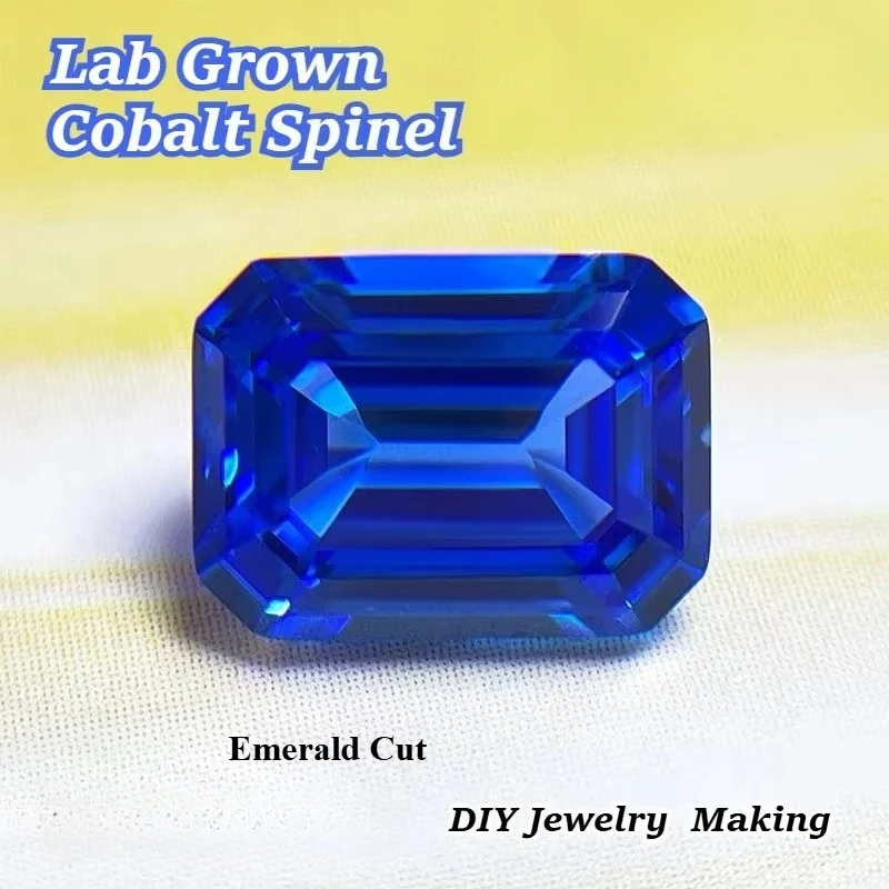 Hochwertige Laborgezüchtete Kobalt-Spinell-Smaragde, Geschliffen für DIY-Schmuck, Ringe und Ohrringe, Wählbare Hauptmaterialien, Zertifikat – Detail 1