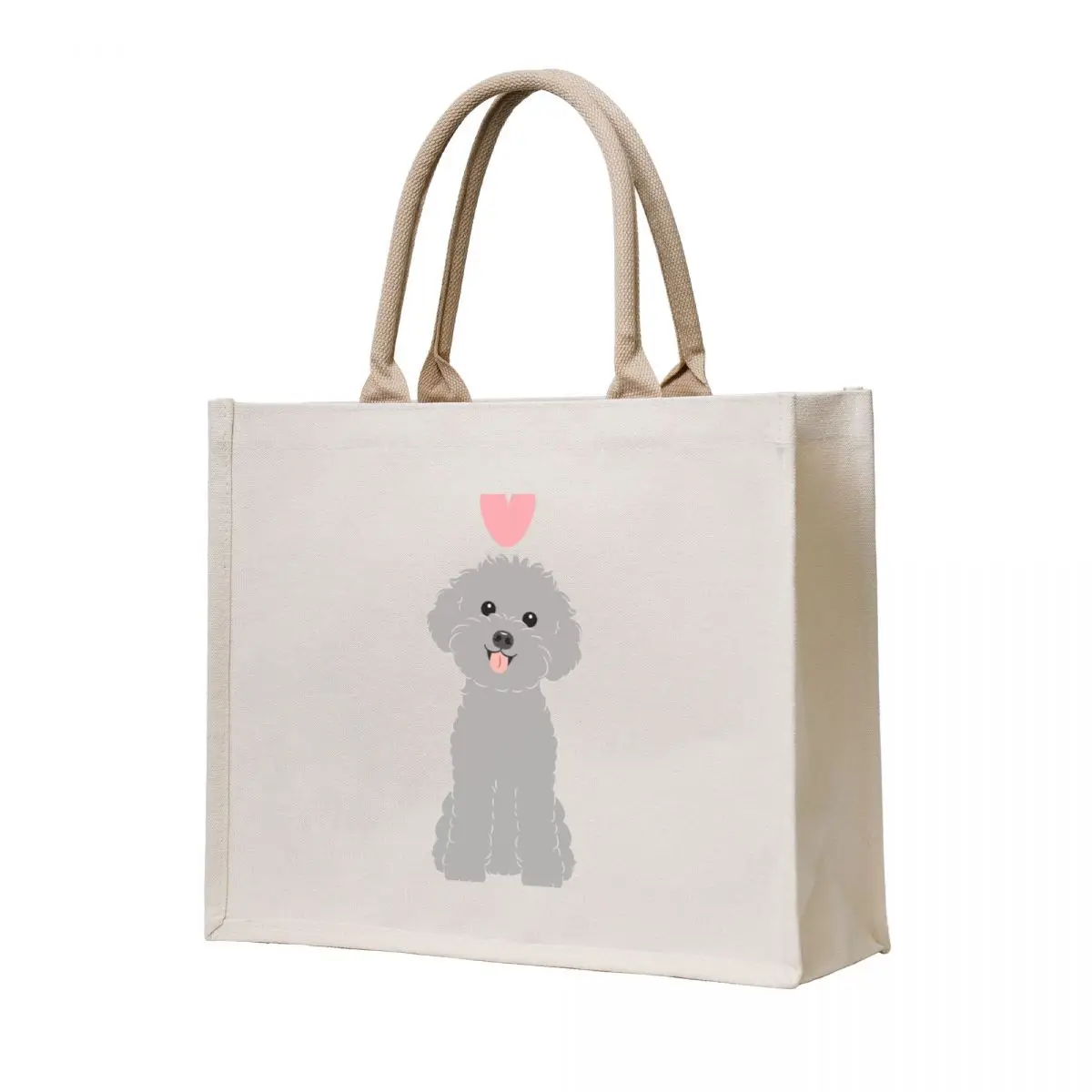 

LOVE Silver Toy Poodle Tote Bag tote bag tote bags cloth bags Woman shopper bag