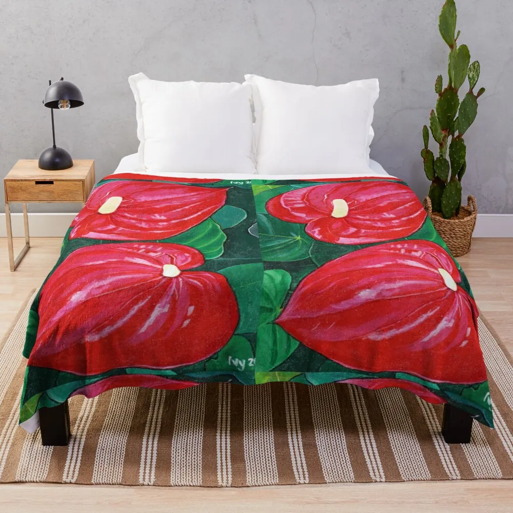 

Anthurium Plants Throw Blanket for sofa For Baby Furry Blankets