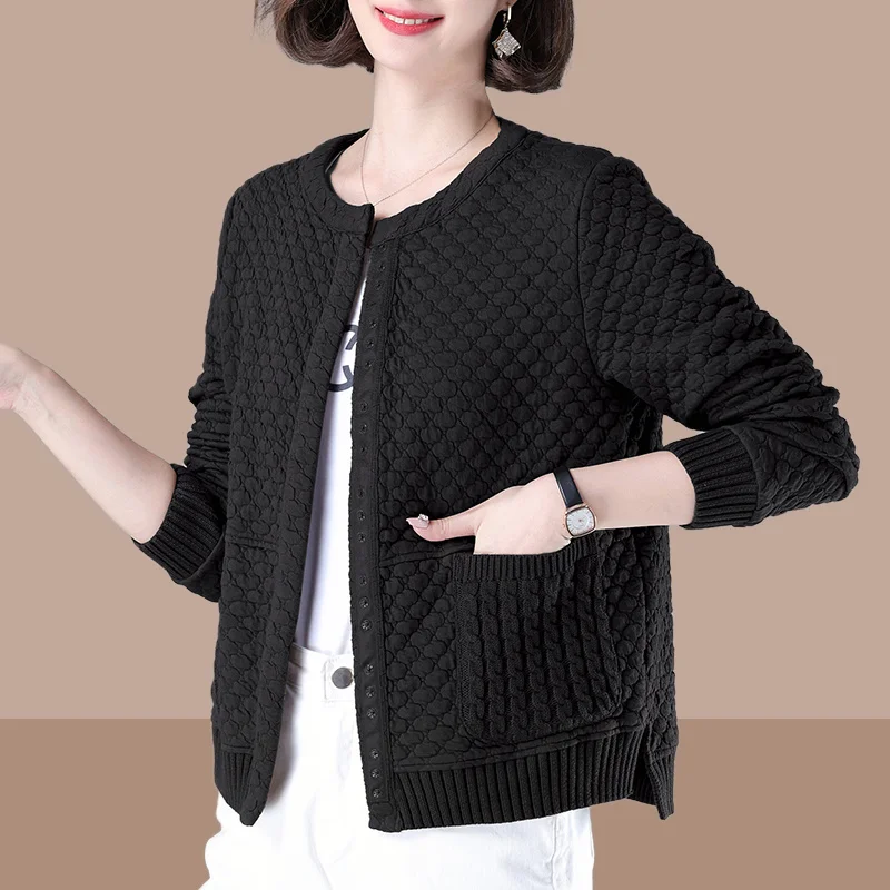 2023 Spring and Autumn Women Spliced Cardigan Solid  Single Breasted Coat Female New Long Sleeve Loose Jacket Korean Casual Top