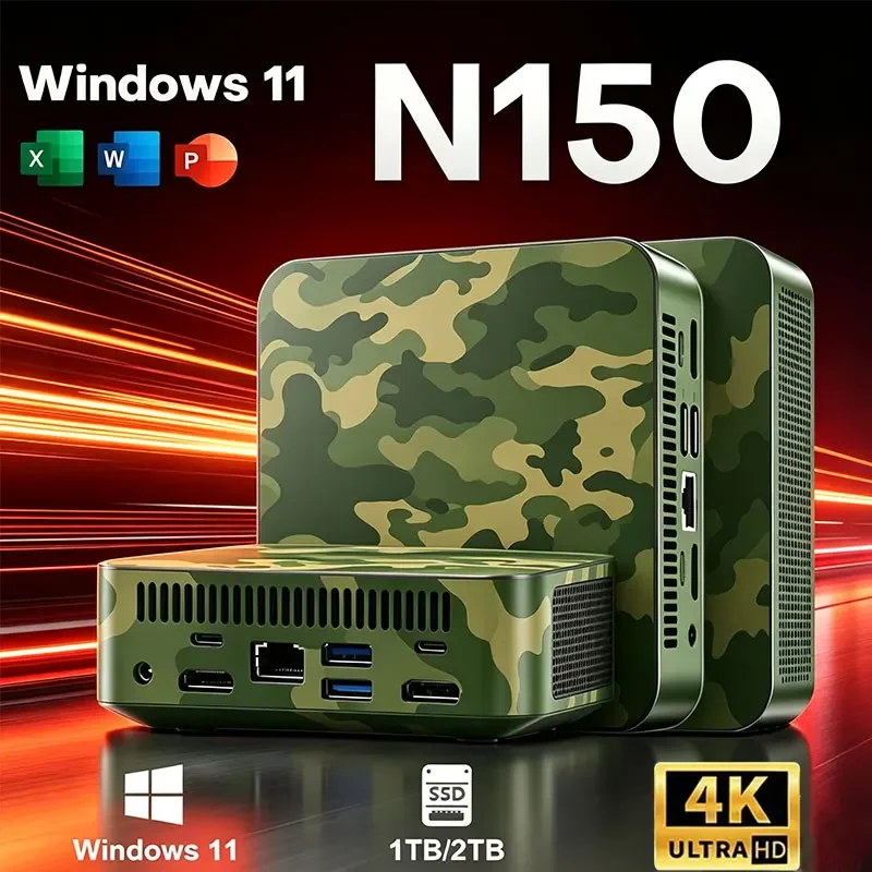 

2026 New Windows11 Mini PC Protable Gaming Intel N150 8/16GB RAM WIFI6 BT5.2 4K 1/2TB SSD 1000Mbps Mini Gamer Computer PC