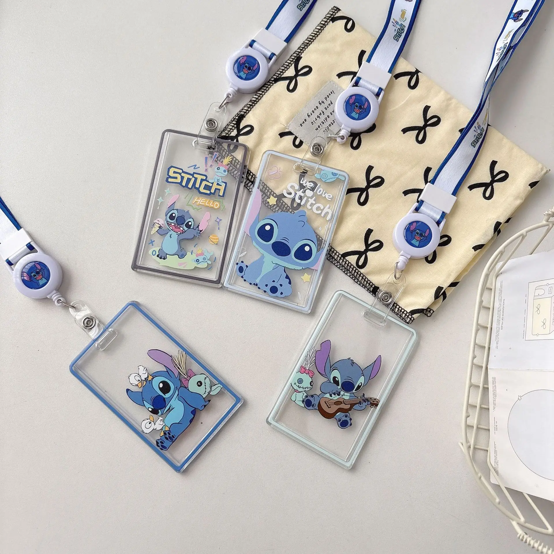 かわいいステッチカードホルダー漫画アニメストラップカードカバ - Lanyard Badge Holder のレビューと価格