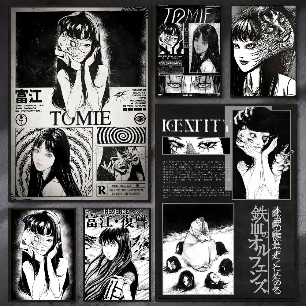Kawakami T-Tomie Dark Style Tomie Fujou Poster Waterproof Sticky Wall Art Print For Bedroom Living Room Hallway Bar Home Decor