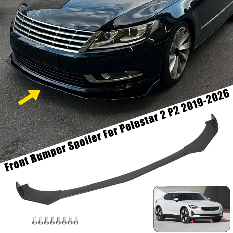 Sport Front Bumper Splitter Spoiler Lip For Polestar 2 P2 2019-2026 5Pcs Adjustable Sectional Car Exterior Tuning Body Kit