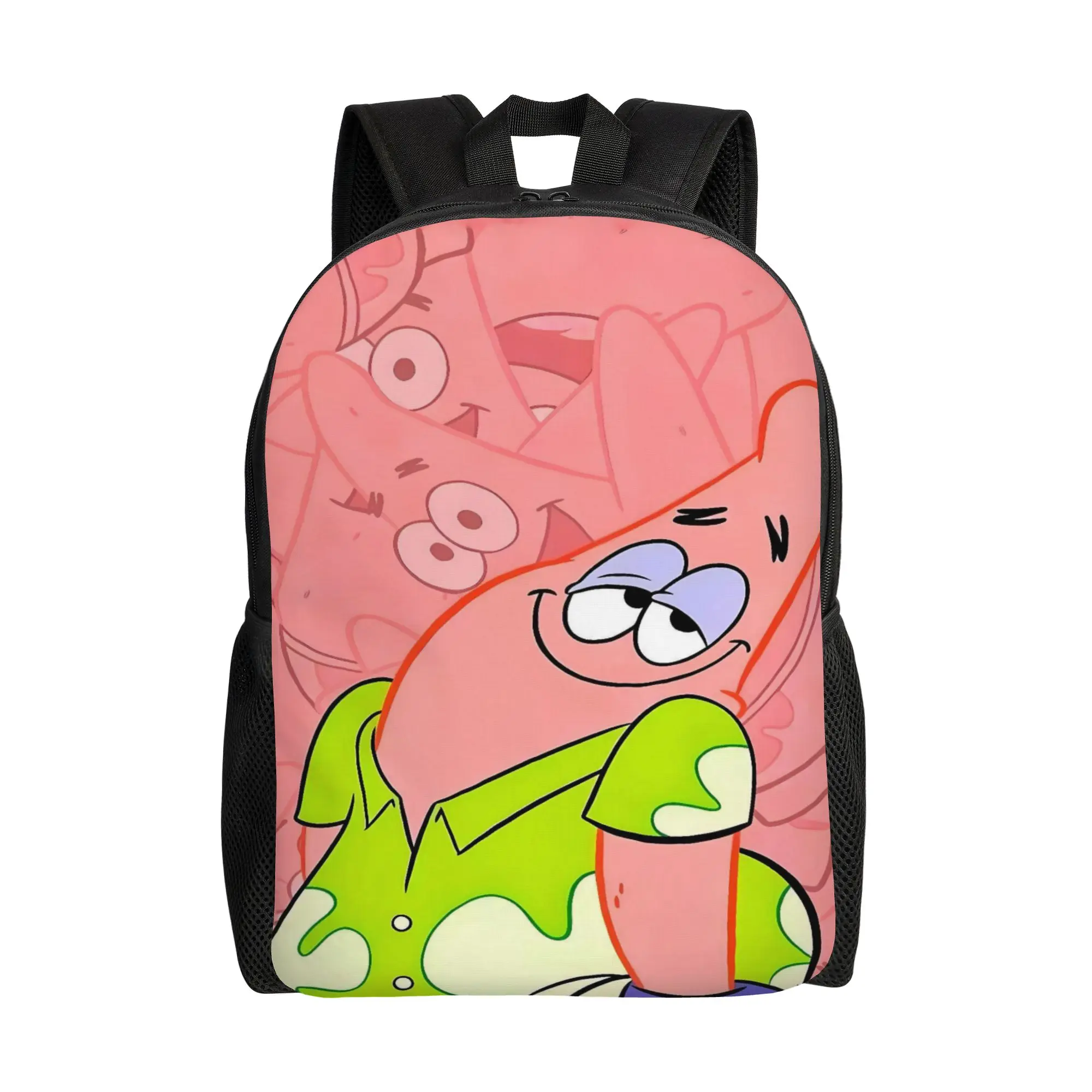 S-SpongeBobed Soft Pink Solo Patrick Art Backpack  Workout Backpacks Boy Girl High Quality Soft School Bags Streetwear Rucksack