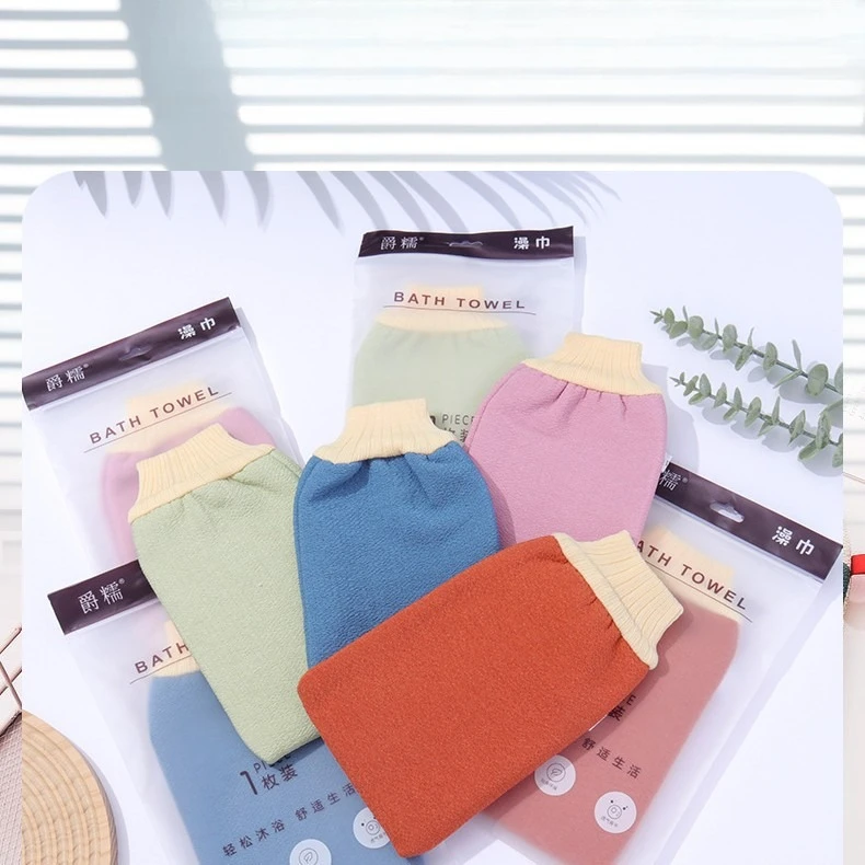 

Scrub Exfoliating Bathing Glove Back Scrub Dead Skin Body Massage Glove Solid Color Double Side Deep Cleansing Shower Towels
