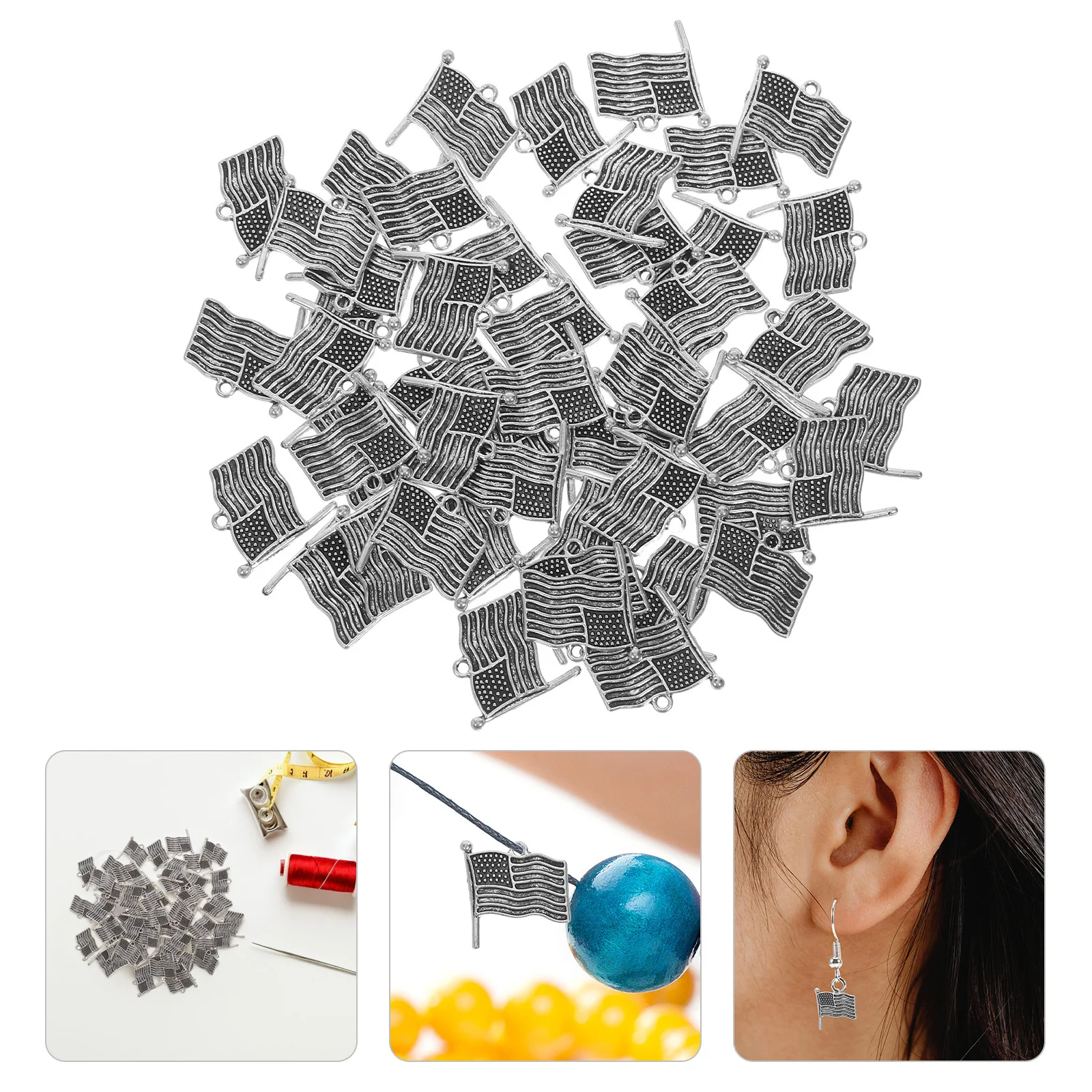 

50Pcs Vintage National Flag Charms Iron Pendant Unique DIY Craft Jewelry Making Supplies Bracelet Necklace Keychain Accessories