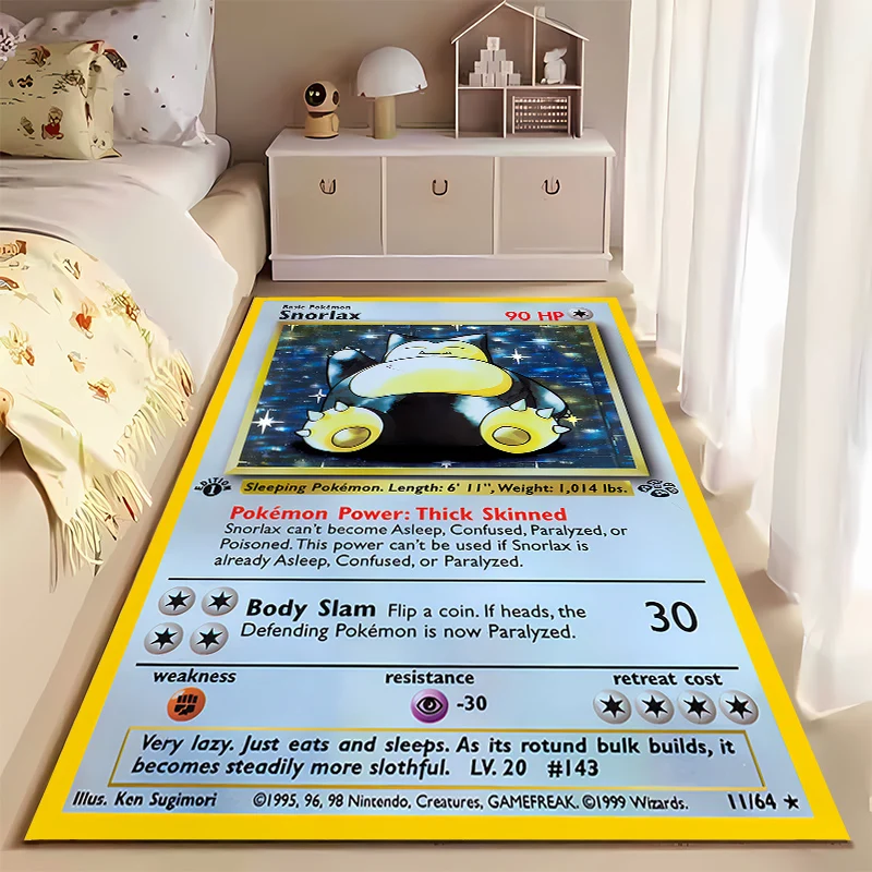 Japanese Anime Retro Pokemon Card Rugs for Living Room Bedroom Dining Kitchen Office Bathroom Non-Slip Large Decor Carpet 러그