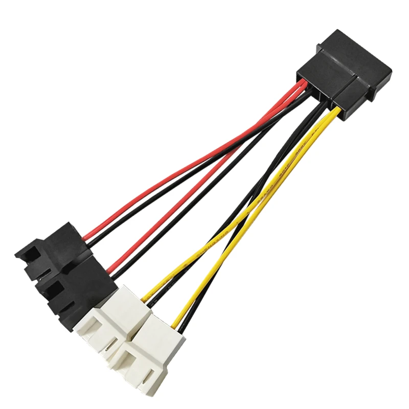 Computer Cooling Fan Power Cables 4Pin Molex to 3Pin / 4Pin fan Power Cable Adapter Connector 12v*2/5v*2 for CPU PC Case Fan