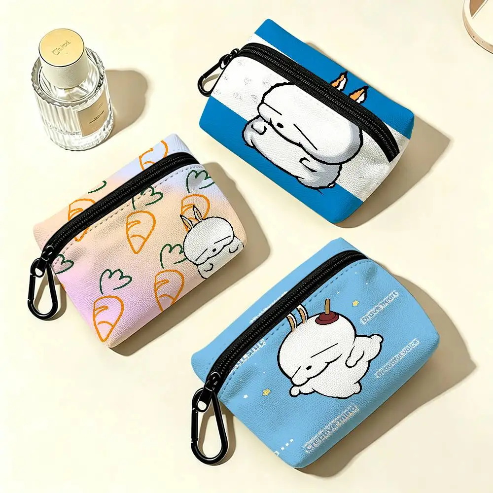 MashiMaro Anime Portable Oxford Fabric Mini Wallet Carabiner Design Small Coin Bag For Cards Keys Earphones