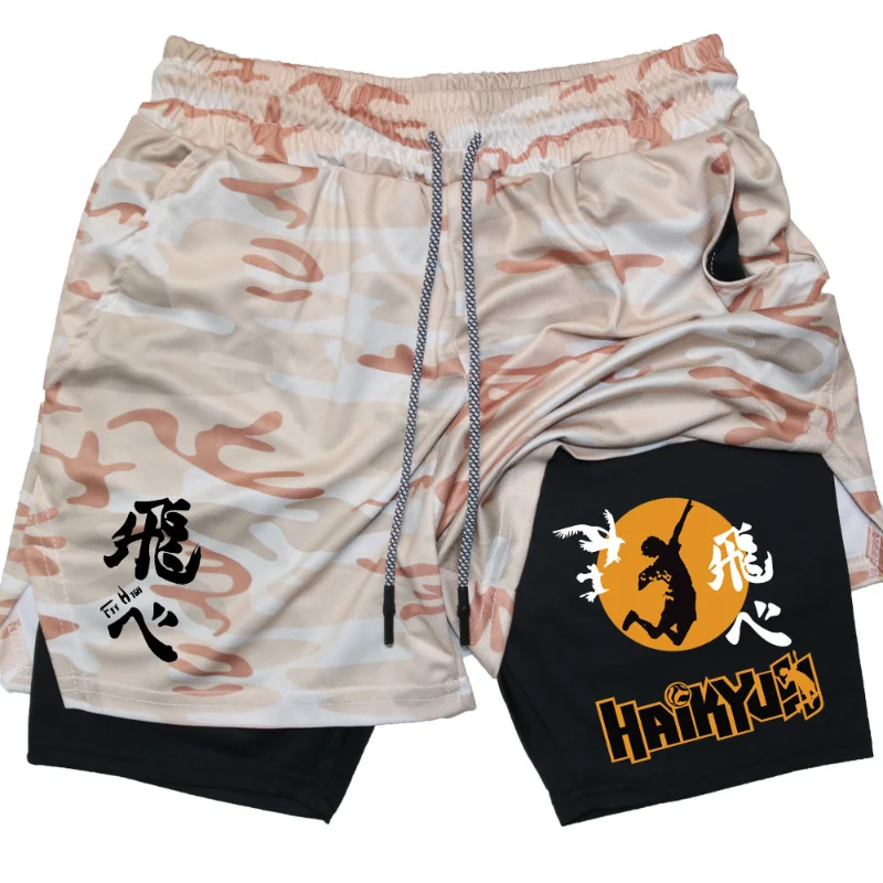 Anime Haikyuu Shorts Quick-drying Fitness Performance Shorts For Men Sport Workout Training Bodybuilding Volleyball GYM Shorts