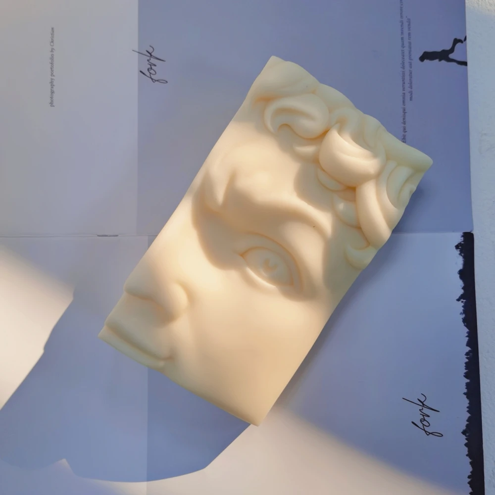 Greek Statue Sculpture Half Head Lips Mouth Hercule Candle Mold Body Art David Face Silicone Mould - Image 3