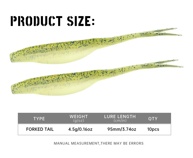 MUKUN 10 Stück Super Fluke 95mm 4,5g Künstliche Weichköder Leurre Souple Bass Pike Fishing Pike Minnow Angelköder – Detail 8