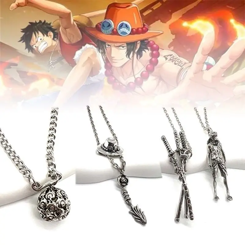 Collar de metal de dibujos animados de One Piece Roronoa Zoro Shusui, colgante 2D para parejas, accesorios de cosplay, periféricos de anime al por mayor