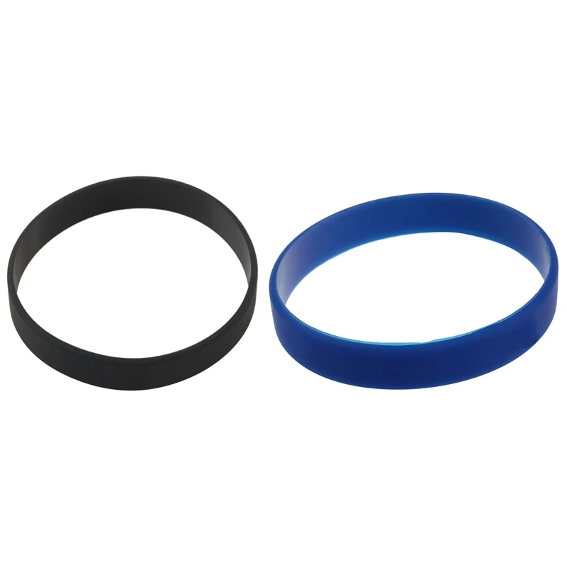 2X Fashion Silicone Rubber Elasticity Wristband Wrist Band Cuff Bracelet Bangle Black & Dark Blue