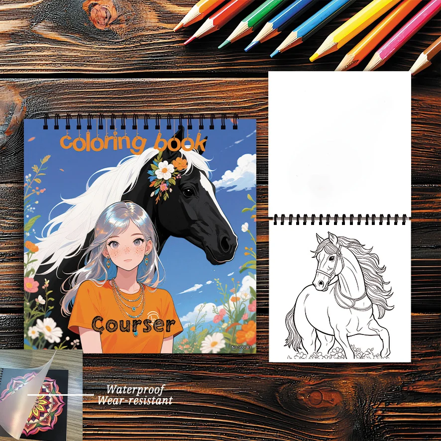 Girl and Horse Coloring Book - 8.27×8.27 Inches, 22 Pages. Perfect for Those Who Love Girl and Horse Themes' Relaxation,