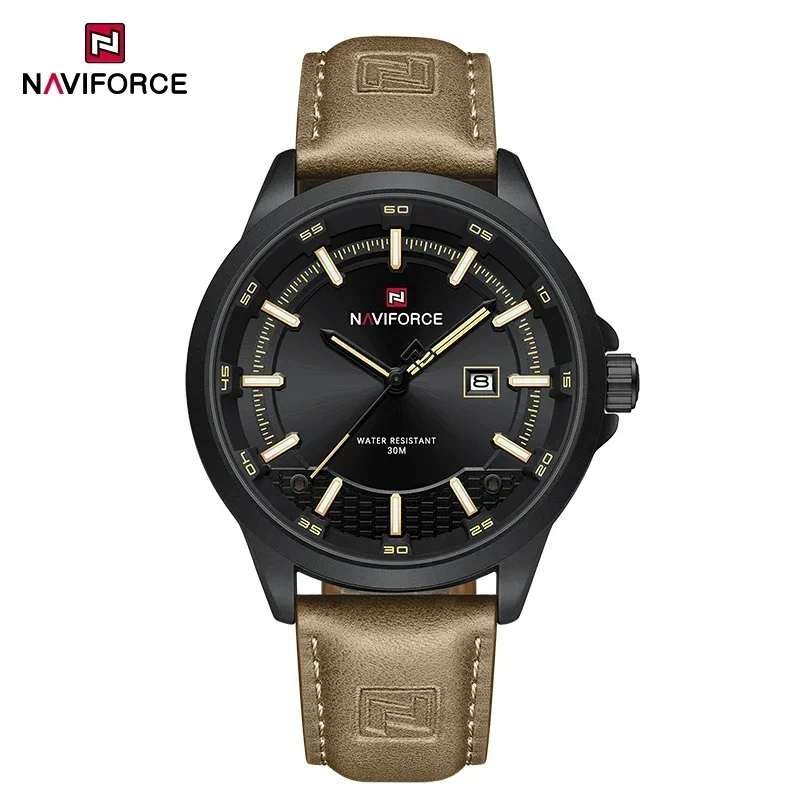 

NAVIFORCE NF8078 Мужские часы Деловой календарь Водонепроницаемые кварцевые наручные часы со светящимся номером