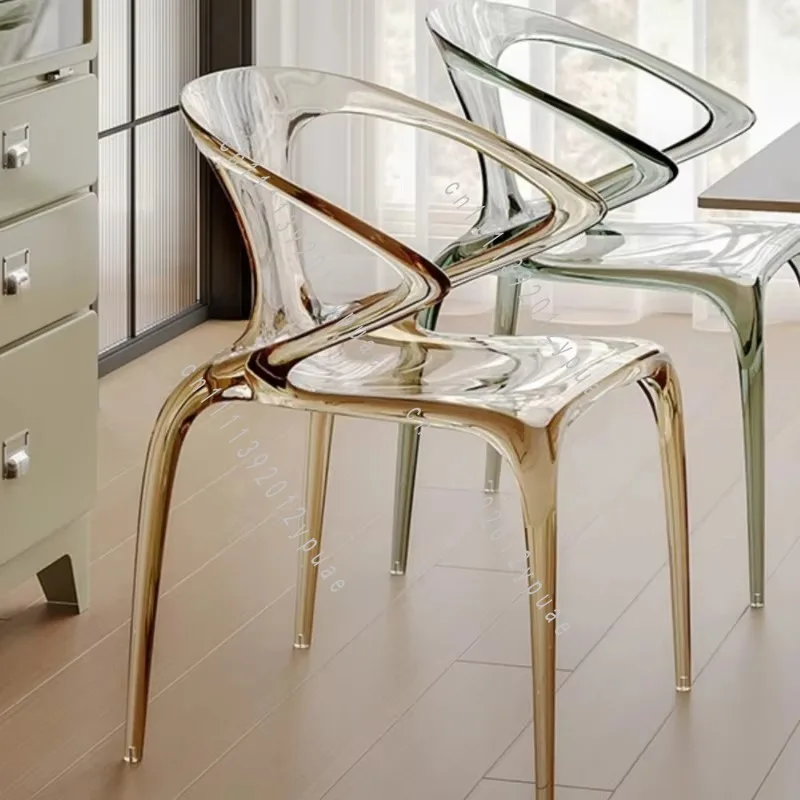 Modern Acrylic Transparent Dining Chair AVA Designer Chair Luxury Crystal Clear Backrest Seat Creative Home Vanity Accent Chair
