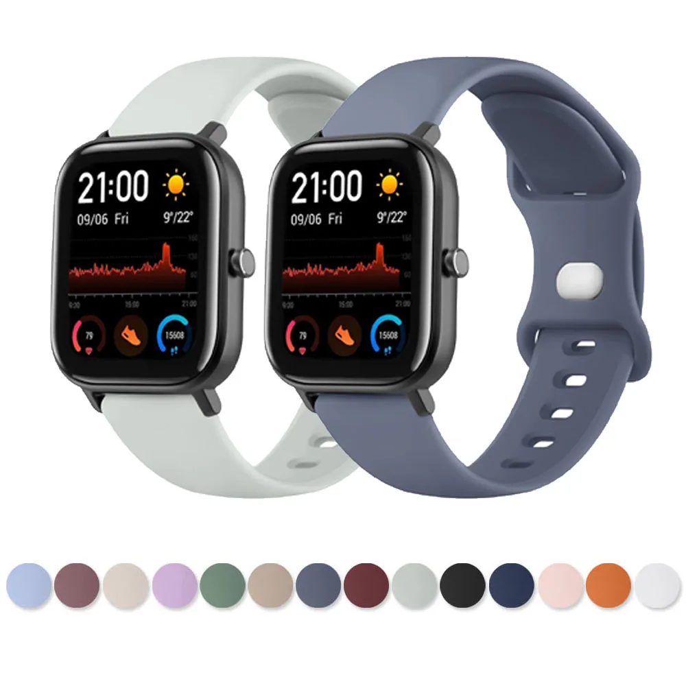 Ремешок силиконовый для Amazfit GTS 2 3 2e/GTS 2 4 mini, браслет для Amazfit Bip U Pro/Bip 3/Bip S lite/Bip 3 Pro, 20 мм