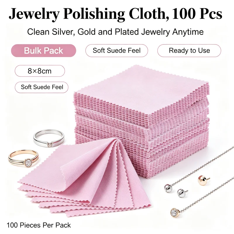 Jewelry Polishing Cleaning Cloth Soft Wipe Cloth 8x8cm 100Pcs Colorful Jewelry Care Tool
