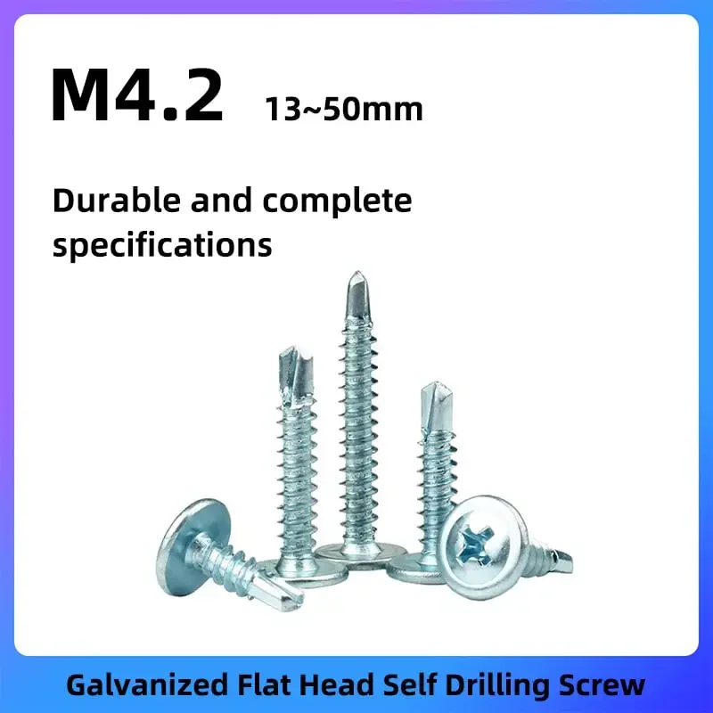 10Pcs Galvanized Flat Head Self Drilling Screw M4.2 13~50mm Round Headed Self Tapping Screw DIY Dovetail Wire