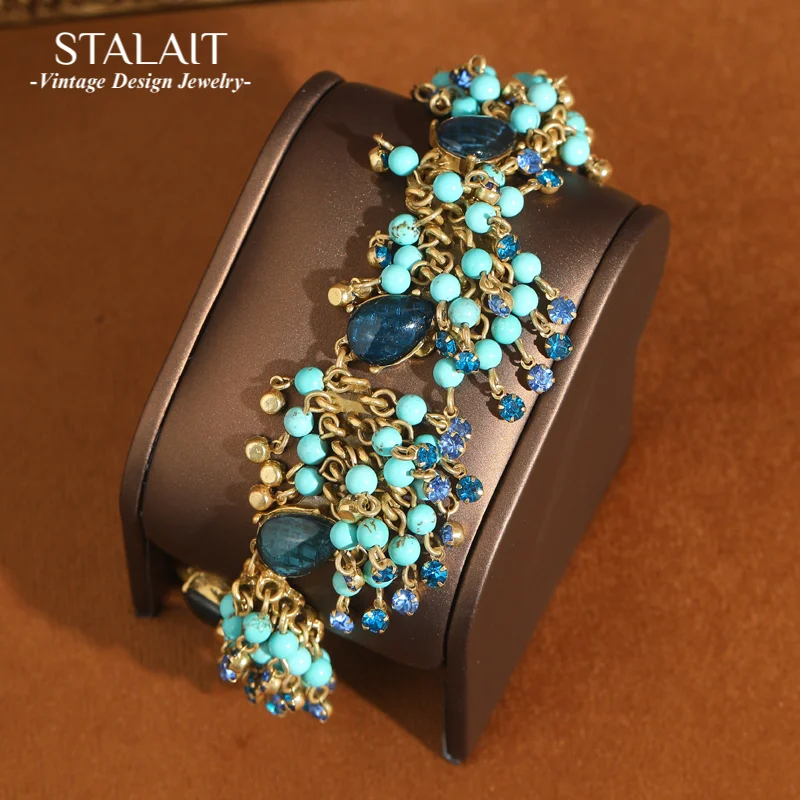 

Bohemia Beads Turquoise Jewelry Bracelet Natural Stone Vintage Glass Water Droplet Antique Charm Wedding Retro 2025 Trend