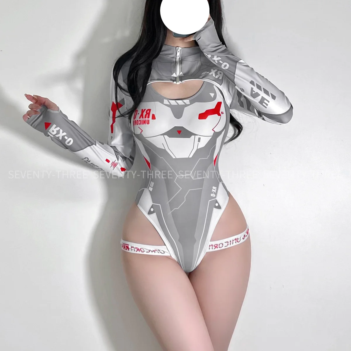 

Women Cyber Machina Sexy Cosplay Mechanical Jumpsuit and Tops Sukumizu Costumes Swimwear Bodysuit Stocking Set