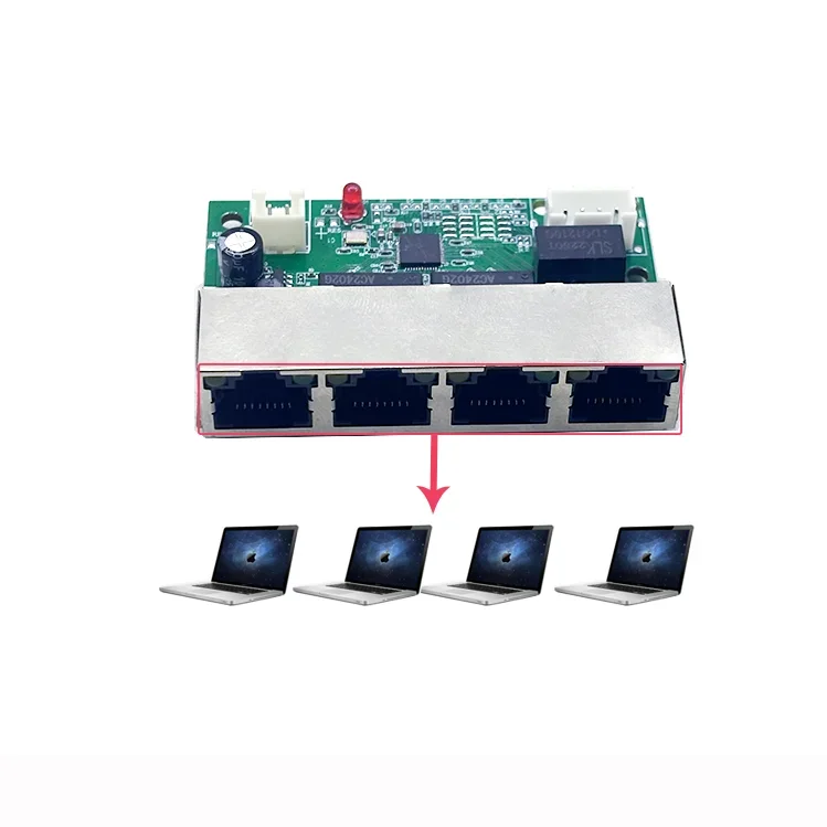 PCBA Mini 5 port Networkmini modul sakelar ethernet 10/100Mbps 5V 12V 15V 18V 24V