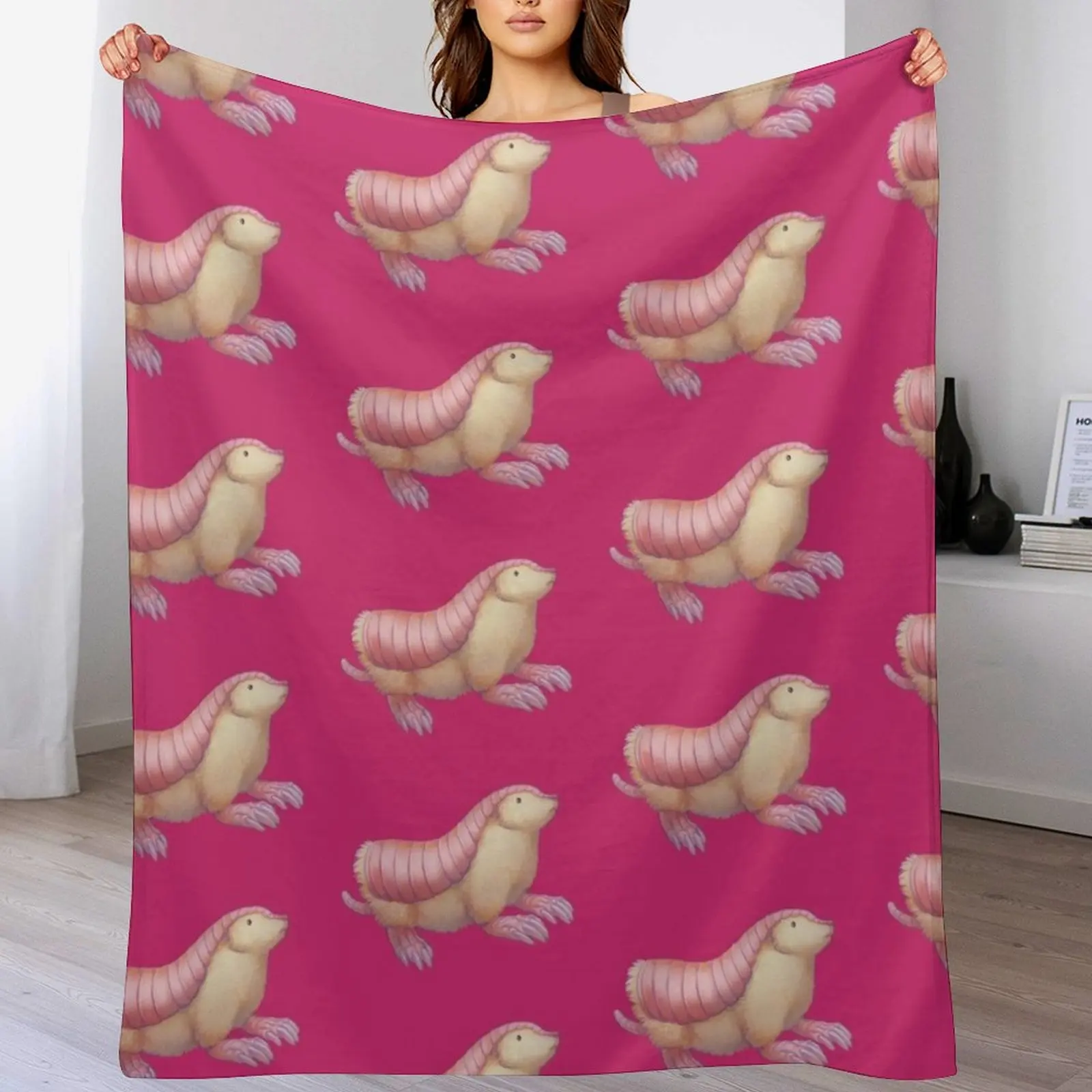 

Pink Fairy Armadillo Throw Blanket Luxurious Soft Fuzzy Blanket for Sofa Bed