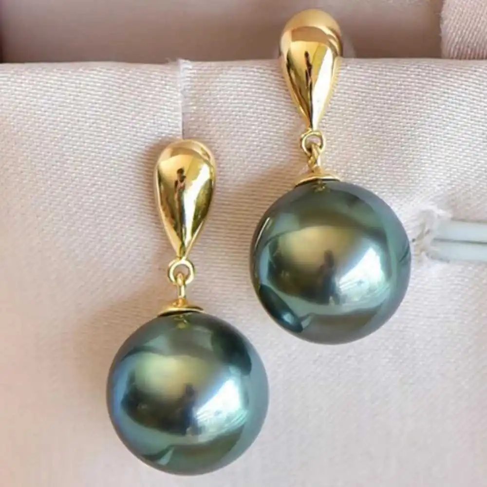 16MM Peacock Blue Shell Pearl Earrings 18K Fashion Christmas Classic Women Holiday gifts Wedding  Accessories New Year